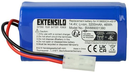 EXTENSILO Akku kompatibel mit Xiaomi Robot Vacuum E12, SKV4136GL, Mi Robot Vacuum Mop Essential Saugroboter (3200 mAh, 14,4 V, Li-Ion)