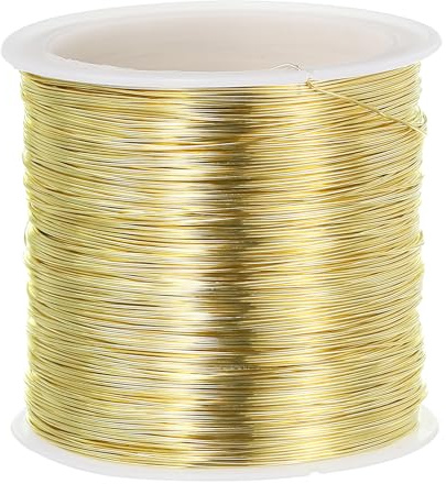 PATIKIL 28 Gauge Jewelry Wire, 328 Feet/100M Pure Copper Jewelry Beading Wire Soft Metal Plant Stem Ties for Craft, Gold Tone (0.012)