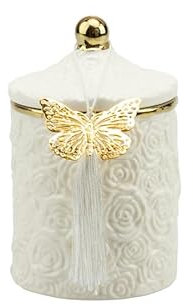 Bombonera para boda, caja de porcelana blanca con vela perfumada Harmony (mediana, diámetro 8 x 14 cm, H-ART PRMT24007)