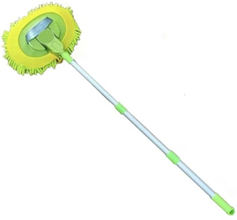 Trapeador de Microfibra con Mango retráctil Verde, 2 en 1 Trapeador para la Limpieza Microfibra con Mango Telescópico, 180° Rotación Mopa de Lavado, Limpiaeza Coches ,Cepillo Limpieza Coche,