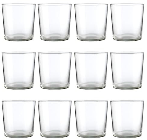 Acan Tradineur - Caja de 12 Vasos Modelo Pinta - Capacidad de 355 ML - Fabricado en Vidrio Resistente - Apto para lavavajillas - Tamaño Aprox: Ø 8,3 x 8,8 cm - 12 Uds Total.