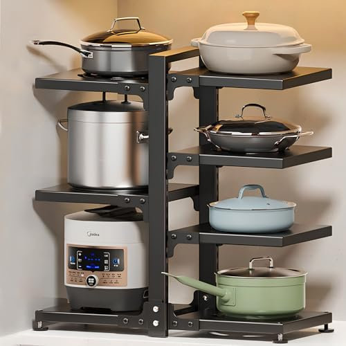 devesanter Topf Organizer mit 7 verstellbaren Fächern - Heavy Duty Küchenschrank Rack für Töpfe, Pfannen und Deckel unter der Spüle