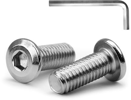 MINHER M8 x 20mm 20Pcs Flat Head Hex Socket Cap Screws Bolts, Furniture Bolts, 304 Stainless Steel 18-8, Full Thread (with Hex Spanner)