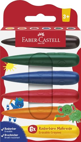 FABER-CASTELL 120409 - Crayons de cire à partir de 3 ans, craie de couleur doigt, 6 craies de couleur
