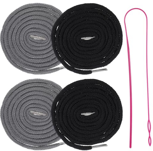 Nogeqi 4 unidades de cordón para pantalones de chándal universales de 140 cm, cordón para cintura de pantalones, algodón, cordón para sudadera con capucha, con 1 enhebrador para pantalones deportivos