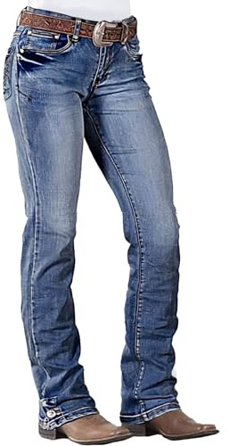 Flamingals Boot Cut Jeans for Women Mid Waist Straight Leg Jeans Trendy Jeans Denim Pants Mid Blue 2XL