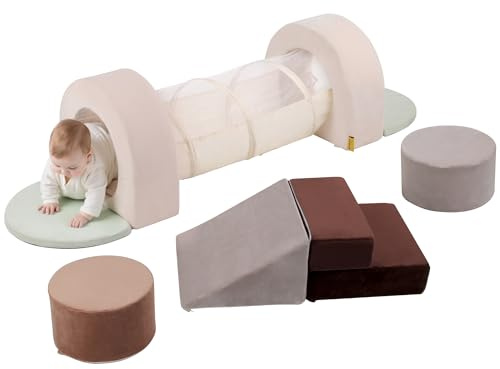 BanaSuper Blocchi di Schiuma con Tunnel di Gioco | Palestra Morbida per Arrampicata Bambini | Set Motricità e Tunnel per Interni | Gioco Educativo Montessori per Casa e Asilo