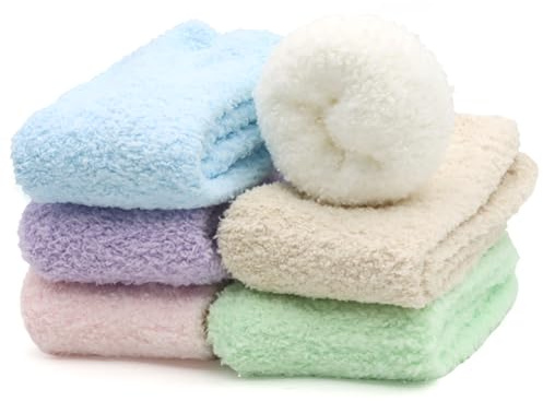 VEGCOO 6 Pares Calcetines Termicos Mujer, Calcetines Invierno de Forro Polar Gruesos Esponjosos Coral, Navidad Calcetines para Casa Dormir Talla EU 35-41