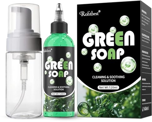 Rofitbest Jabón de tatuaje verde, 113,4 g, con botella de espuma, 120 ml, accesorio para tatuajes, piercings, equipo de piel limpia