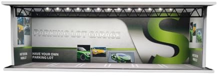 Wmqbjta Vitrine pour Voiture Miniature à L'échelle 1/64, Vitrine de Garage avec éclairage LED, Porte Anti-poussière En Acrylique, Diorama de Parking de Co, Style B