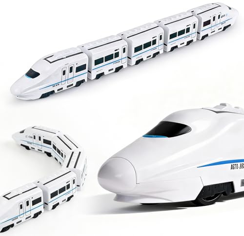 Electric Train Set, Smart Chain Train Toy, Simulation High Speed Railway Harmony Trains Toys with 5 Carriages, Fun Learning Game with Lights and Sounds for Train Enthusiasts