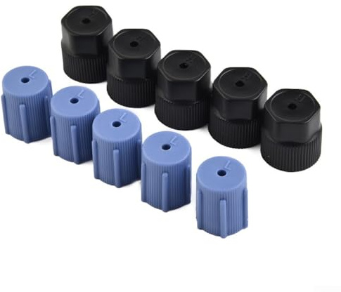 Confezione da 10 tappi per porta di ricarica CA per aria condizionata R134a, valvola ad alta bassa pressione con guarnizione in gomma, polvere nera e blu per manutenzione auto e camion (16 mm/13 mm)
