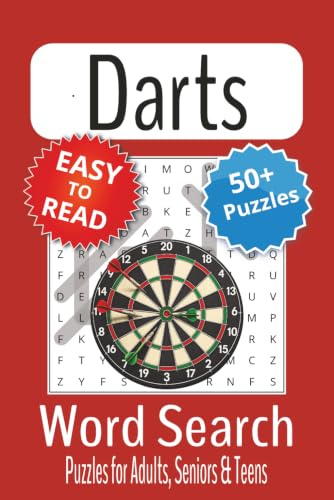 Darts Word Search Puzzle Book: Word Searches with Easy to Read Print about Darts | 6x9 inches, 110 pages | 50+ Puzzles