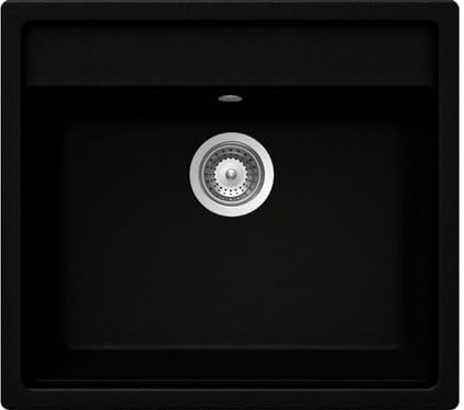 SCHOCK hochwertige Küchenspüle 57 x 51 cm Mono N-100 Puro - CRISTADUR schwarze Spüle ohne Abtropffläche ab 60 cm Unterschrank-Breite