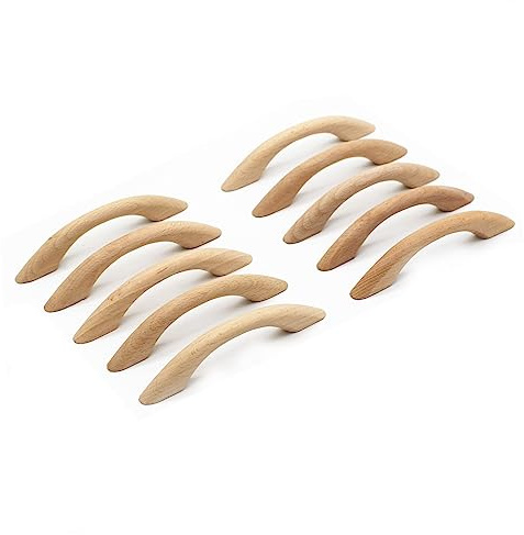 WEICHUAN 10PCS Unfinished Wood Pulls Handles - Kitchen Cabinets Furniture Dresser Wardrobe Cupboard Drawer Pulls Handles, 2.5 Hole Centers