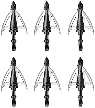 SHARROW 6pcs Têtes de Flèches de Tir à l'arc 100 Grains Pointe de Flèche Lame Broadheads pour Arc de Chasse et Flèches