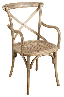 Biscottini Chaises de salle à manger en bois massif 89x50x43 cm - Chaise cuisine et salon en rotin - Chaises en bois d'extérieur et intérieur Cross