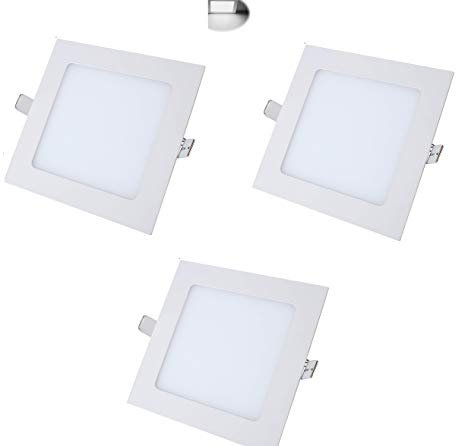 MEIQ 3 X PANNELLO LED QUADRATO DA SOFFITTO LUCE FREDDA 6500 K PLAFONIERA DA INCASSO (18W (22x22cm))