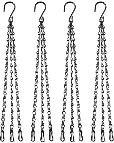 HH-LIFE 4 st svarta kraftiga hängande korgkedjor 61 cm (3 tum) ersättningskedja i metall för hängande korg fågelmatare blomkrukor och prydnader