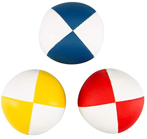 3er Set Diabolo Premium Soft Jonglierbälle zweifarbig - 58mm Ø Jonglierball Füllung aus hochwertiger Vogelhirse, wasserabweisend, softes Kunstleder, Jonglier-Set für Kinder & Jugendliche