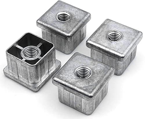 Design61 4x gängstoppar Justeringstoppar för kvadratiska rör av zinkpressgjutning 30x30 mm x 2,5 mm med M10 inre gänga
