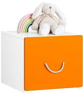 SoBuy Scatola porta giochi bambini Contenitore giocattolo per bambini Ceste portaoggetti Bianco e Arancione 40x40x35cm KMB74-W