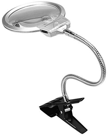 Clip On Desktop Upplyst förstoringsglas Förstoringsglas Läslupp Metallslang LED-upplyst lampa Topp Skrivbordsförstoringsglas med klämma