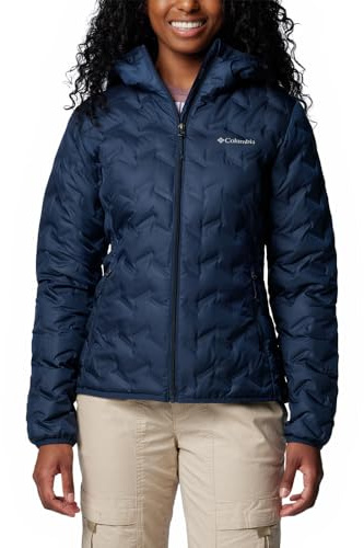 Columbia Delta Ridge Down Hooded Jacket, Chaqueta De Plumas Acolchada Con Capucha Mujer, Collegiate Navy, M