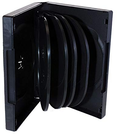 Maxtek Black 10 Disc CD/DVD/Blu-ray Case with 4 Flip Trays and Outter Clear Artwork Sleeve, 2 Pack