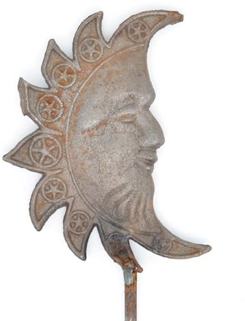 ecosoul Spina da giardino con sole, in metallo arrugginito, decorazione da giardino, 111 cm di altezza