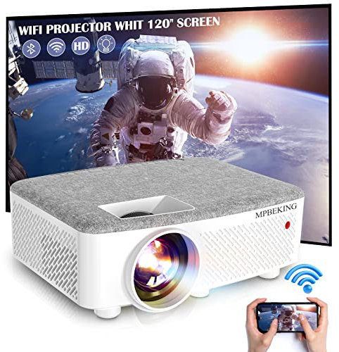 Videoprojecteur, Videoprojecteur MPBEKING WiFi Bluetooth projecteur, 7500 Lumen Mini Projecteur Supporte 1080p Full HD, Home Cinéma Projecteur avec Écran de Projection 120