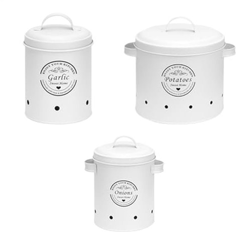 Hjatirace Contenitori per verdure da cucina, per patate bianche, cipolle da cucina, vasi da cucina vintage, eleganti vasi per verdure, barattoli rustici per patate, facili da usare, portatili per la