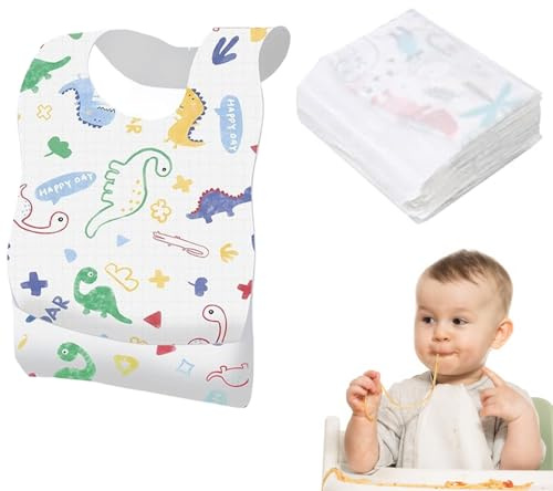 Cerioll set med 30 engångshaklappar för baby haklapp, engångs haklapp, haklapp baby, vattentät resehaklapp med matfälla väska för spädbarn småbarn, pojkar och flickor resor utomhus användning