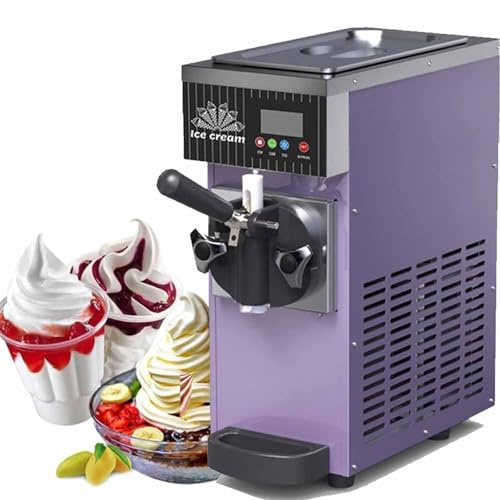 Qiang Commercial Soft Serve Ice Cream Machine – 4-8KG/h Output, 450W/750W, LED Display, Ice Cream Maker, Countertop Compressor Dispensers for Restaurants & Cream Shops Purple-450W