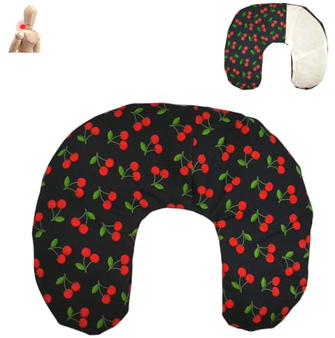 Cuscino termico cervicale con noccioli di ciliegia Cherries - black 2025 new 36 x 32 cm - ripieno con 600gr di noccioli di ciliegie bio- per terapie del freddo e del caldo - con fodera lavabile