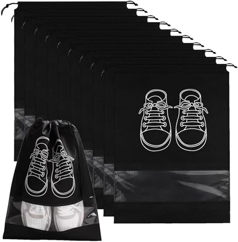 10 Pièce Sac Chaussures Sac à Chaussures Voyage Housses De Chaussures avec Fenêtre Transparente Sac à Chaussures Cordon Anti-Poussière Sacs à Chaussures pour Voyage Rangement Maison.