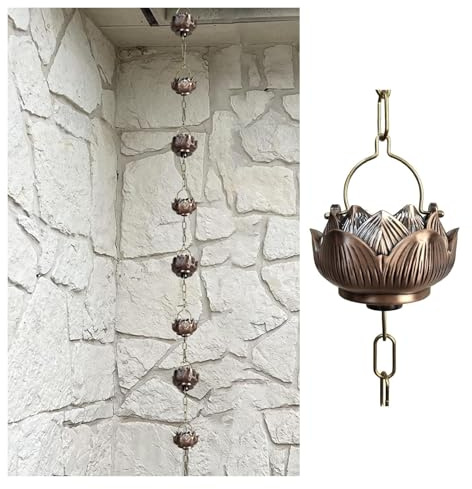 Regnkedjor, Regnfångarkedja, Regnkedja I Metall, Regnfångarkedja För Utomhusbruk, Stänkskyddande Lotus-Regnfångare För Byte Av Stupränna,3m/92ft