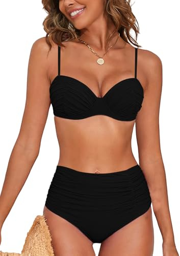 NLAND Conjunto de Bikini de 2 Piezas para Mujer Traje de Baño Push Up Conjunto Bañador Control de Vientre de Cintura Alta Sexy Bikini Sets