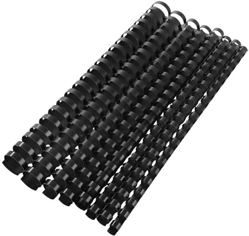 Swylexn 160Pcs Multi-Size Binding Combs, Black 10/12/14/16/18/20/22/25MM Comb Binder Spines, 60-200 Sheet Binding Capacity, 21 Rings, Suitable for A4 Documents, Notebooks