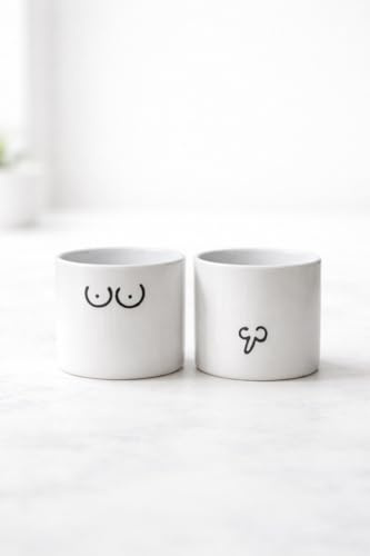 DooLinea Set di 2 tazzine da espresso senza manico in porcellana design minimalista artistico – idea regalo originale