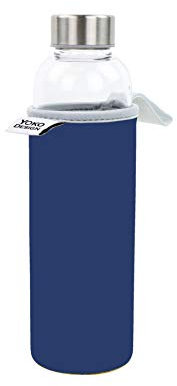 YOKO DESIGN - Glass Bottle 500 ML avec Pochette Neoprene Bleue & Coffret