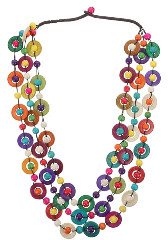 Amosfun Collier BohèMe Femme Long 55 Cm Avec Perles En Bois Naturel Et Pendentif En Coquillage Bijou Artisanat Plage Tendance Pour Usage Quotidien Et Cadeau