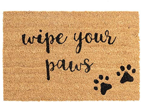 Nicola Spring Coir Door Mat - 60 x 40cm - Paws - Pack of 1 - Decorative Indoor Front Door Floor Mat Entry Dirt Trapper Rug Outdoor Boot Scraper Non Slip Backing Doormat