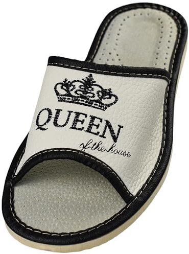 APREGGIO Pantoufles Femme Cuir – Chaussons Adulte Fait Main, Confortables – Taille 36/41