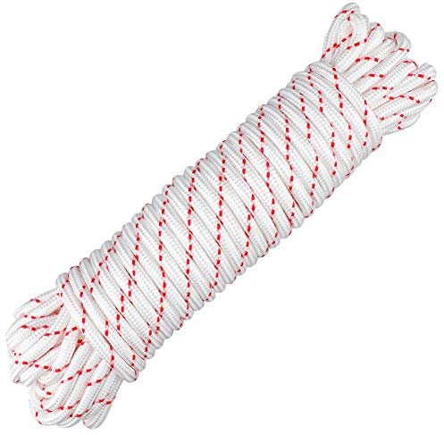 jijAcraft 8MM White Nylon Rope: Thick Nylon Washing Line Cord 20M | Solid Binding Hanging Twisted Cord Pulley Cord, Heavy Duty Rope for Garden, Hammock, Camping Trips, Marine Rigging