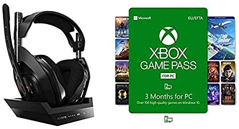 ASTRO Gaming A50 Wireless Gaming Headset + Charging Base Station (Xbox Series X|S, Xbox One, PC, Mac - Black/Gold) with Xbox Game Pass for PC | 3 Month Membership | Windows 10 PC Code