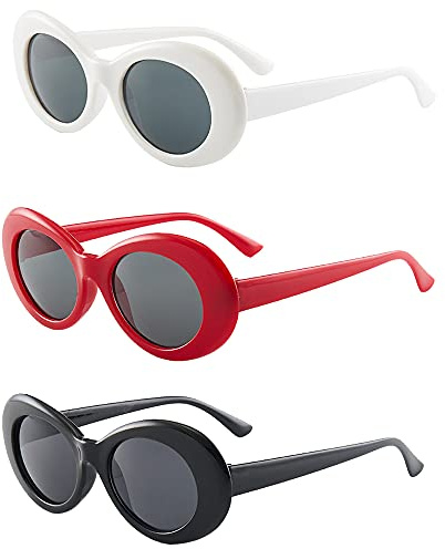 3 Piezas Gafas de Sol Ovaladas Retro, Clásicas y Unisex - Moda para Sombrear, Decoración, Mascarada (3 Colores)