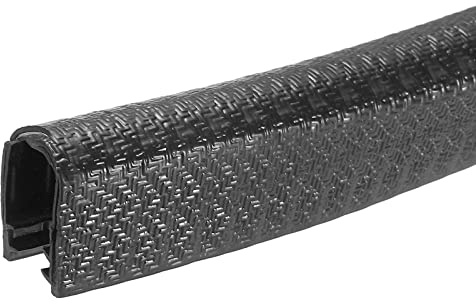 sourcing map Edge Trim Black U Shape Edge Protector Rubber with Steel Clips Fits 25/64-35/64 Edge 6.56Ft/2Meter Length Door Edge Guards