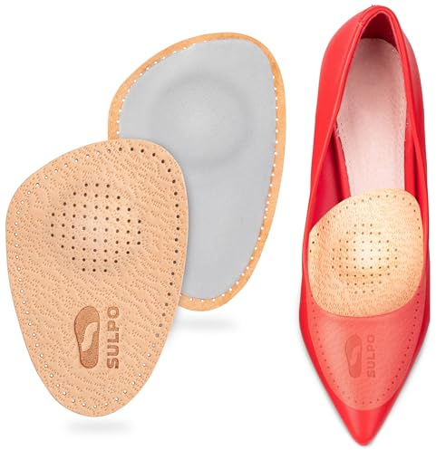 SULPO Semelle orthopédique - Semelles chaussures - Semelles pour pieds plats - Demi semelles cuir pour avant-pied et métatarsien - Soutien de la voûte plantaire transversale - 37/38