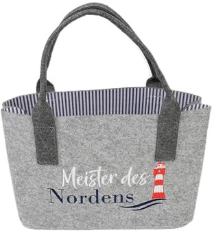 GILDE Filztasche Meister des Nordens mit Leuchtturmmotiv, 40 x 26 x 20cm,waschbar, Filz Einkaufstasche